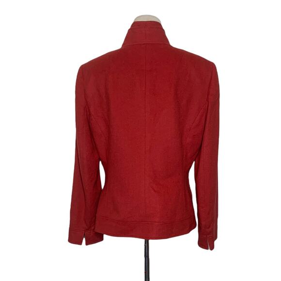 Albert Nipon orange wool snap buttons blazer size 12 - Picture 2 of 8